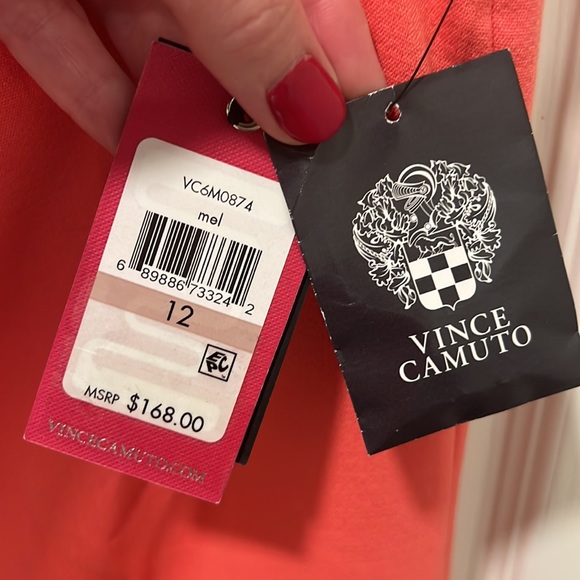 Vince Camuto NWT Cap Sleeve Orange Coral Dress w/ Rhinestones- Size 12 - Picture 6 of 7